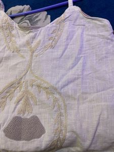 Embroidered Linen Blend Tank Top