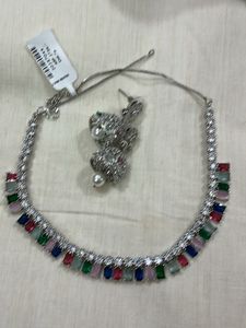 Multicolour Necklace Set With Jhumka