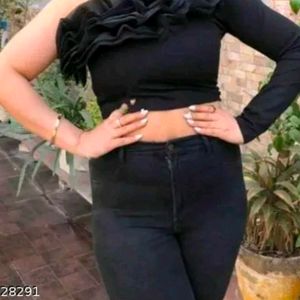 Ruffled Black Top