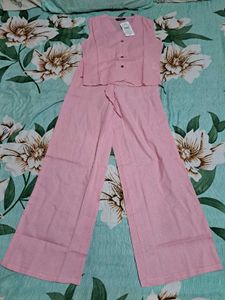Shein Pink short waistcoat with pant Co-ord Set