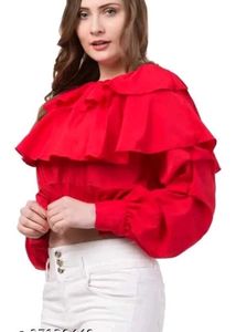 Red Ruffle Crop Top
