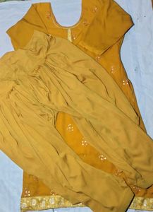 Orange Dark Patyali Suit Silk