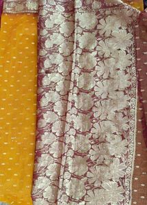 Yellow Polka Dot Saree with Floral Border