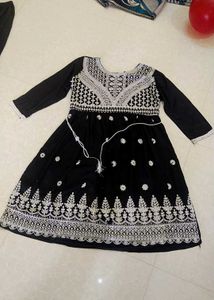 Black Embroidered Anarkali Suit