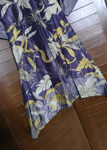 Purple Floral Print Embroidered Kurta Set