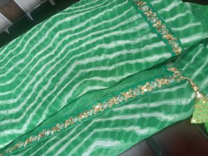 Elegant Green Striped Saree