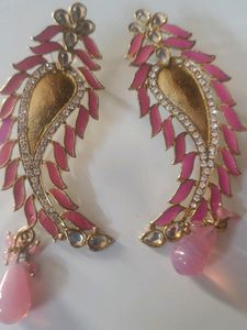 Pink &amp; Gold Statement Earrings