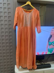 Peach Anarkali Kurta with Dupatta