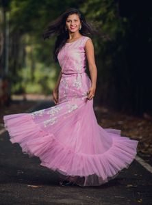 Pink Two-Piece Ruffle Dress