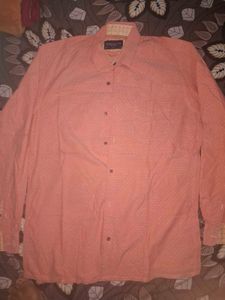 Men's Peach Printed Casual Shirt peter england