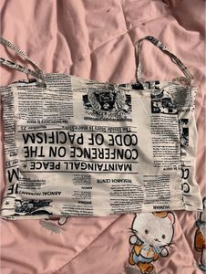 Newsprint Crop Top