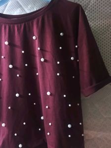 Burgundy Pearl Embellished Top