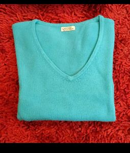 Teal V-Neck Knit Sweater