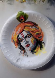 Krishna 🍽 Plate Painting Draw Handmade Work