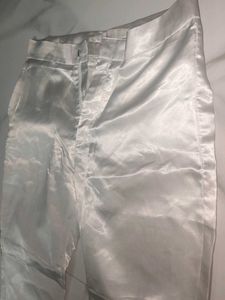 White satin pants