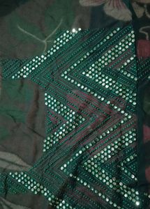 Bottle Green Unstitched Lehanga.