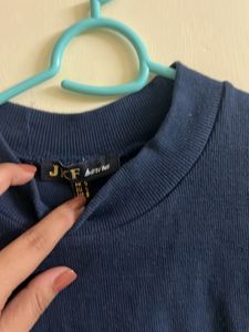 Blue Crop Top With Halter Neck