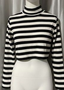 Striped Mock Neck Top