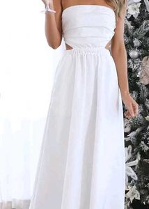 BoStreet White Strapless Cut Out Detailed Fit