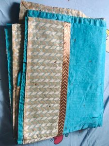 Aqua Blue and Gold Indian Saree