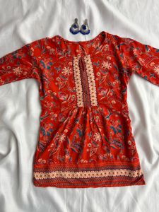 Floral Print Short Kurti