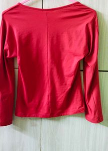 Red Square Neck Top