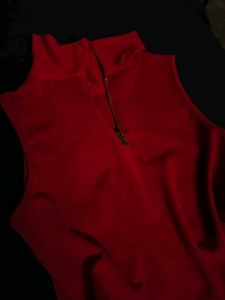 Burgundy AND Sleeveless Mock Neck Top