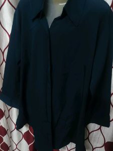 Elegant Blue 3/4 Sleeve Blouse