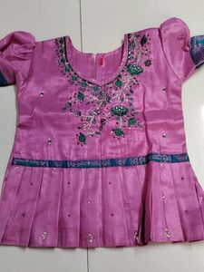Embroidered pattu pavadai set