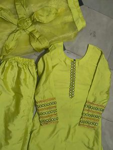 Lime Green Embellished Salwar Kameez