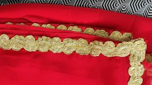 Rani Pink Georgette Saree With Beautiful Lace Work