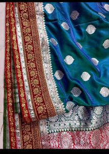 Elegant peacock colour Silk Saree