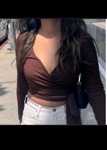 ZARA Brown Wrapping Top