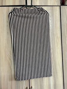 Striped Pencil Skirt (Beige And Black)