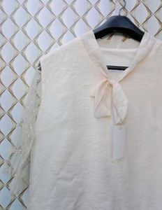 New With Tag Beige Bow Korean Premium Top