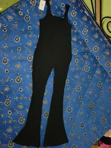 Black Ribbed Jumpsuit