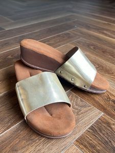 Gold Wedge Sandals (36 Size)