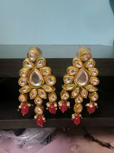 Kundan Earrings, Maang Tika And Ring Combo