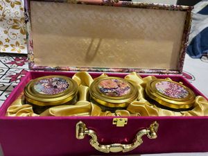 Floral Trinket Box with Three Decorative Jars New