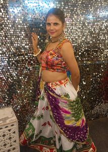 Navratri Satin Silk Printed Skirt