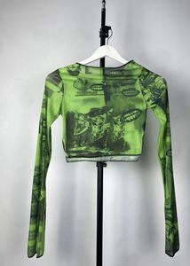 Green Graphic Print Top