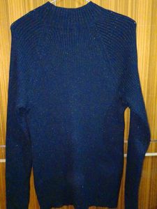 Black Full Sleeves Shimmer Sweater For Women