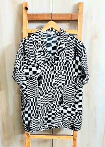 Black & White Printed Shirt Size-44