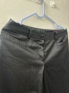 Jet Black Satin Straight Fit Trouser Pant