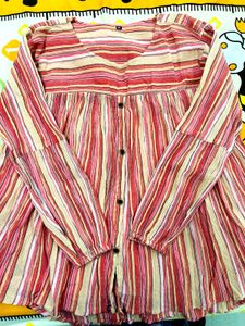 Unused Striped Button-Down Top