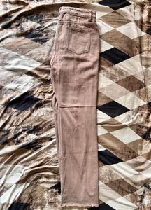 Urbanic Brown Ripped Straight Fit Jeans For Women