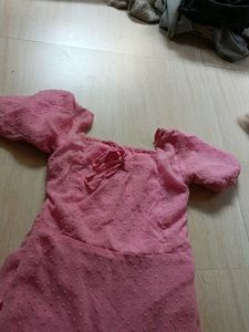 Pink Swiss Dot Dress