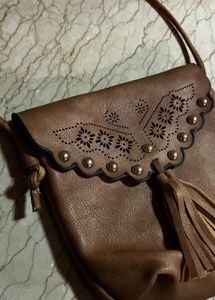 Brown Crossbody Bag with Tassel
