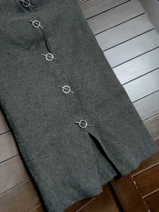 Women Grey Straight Winter Skirt