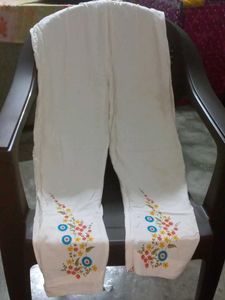 Embroidered White Pant